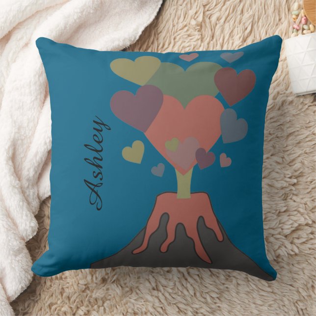 Almofada Custom Name Volcano Heart Throw Pillow Gift (Cobertor)