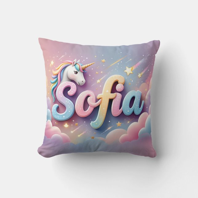 Almofada Custom Pastel Unicorn Name Pillow (Frente)