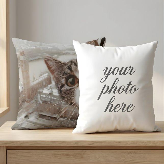Almofada Custom Pet Photo Cat Peeking with London Big  (Criador carregado)