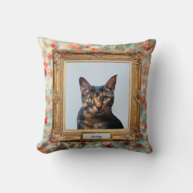 Almofada Custom Pet Portrait Cushion – Your Cat in a Frame (Frente)