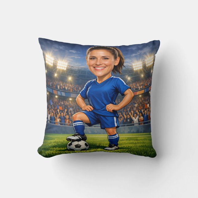 Almofada Custom Photo-Face Soccer/Football Star Caricature (Frente)