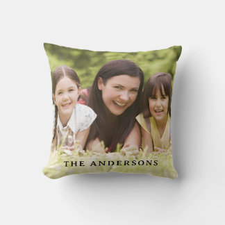 Almofada Custom Photo with Family Name Throw Pillow