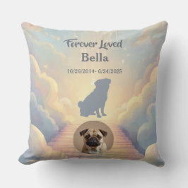Almofada Custom Pug Memorial Pillow – Blue Rainbow Bridge