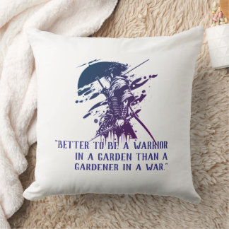 Almofada Custom Quote Japanese Samurai Blue Ink Art Pillow