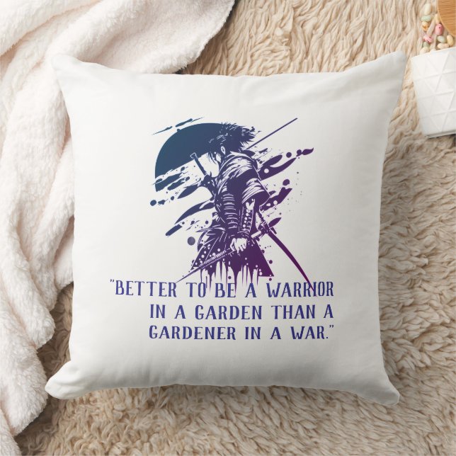 Almofada Custom Quote Japanese Samurai Blue Ink Art Pillow (Cobertor)