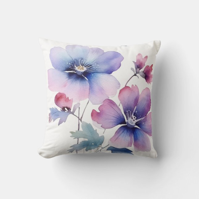 Almofada Custom Spring Floral Watercolor Throw Pillow Cover (Frente)