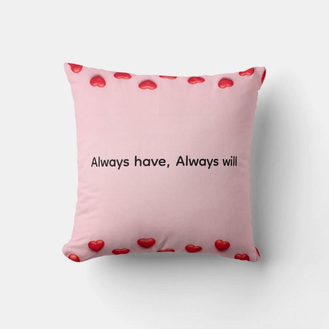 Almofada Custom text valentine heart border background (Frente)