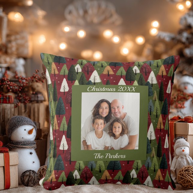 Almofada Custom Whimsical Textured Family Photo Christmas (Criador carregado)