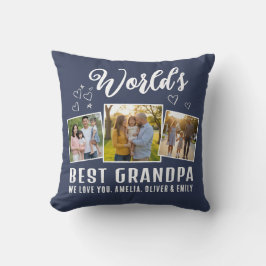Almofada Custom World's Best Grandpa 3 Photo 