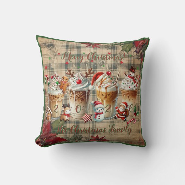 Almofada Customizable Christmas Pillow with coffee mugs (Frente)