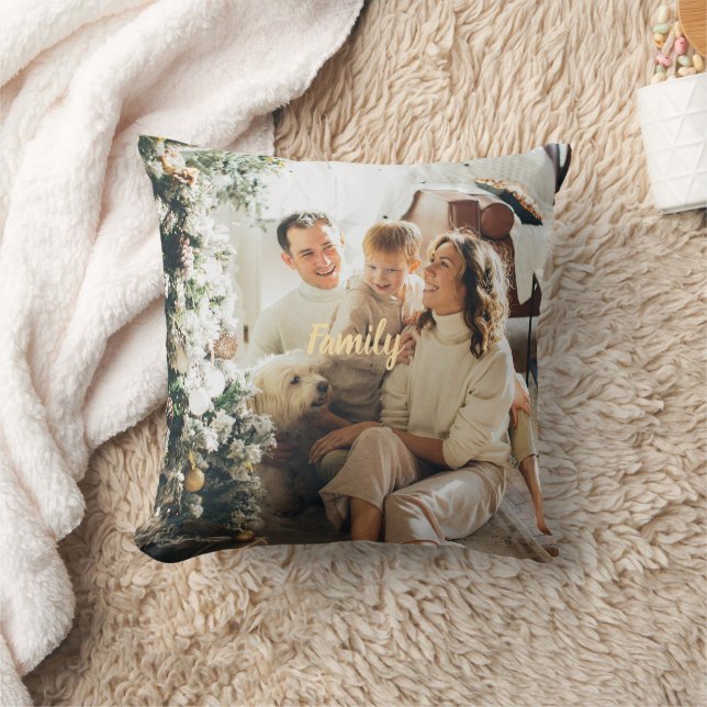 Almofada Customizable Family Holiday Throw Pillow For Decor (Cobertor)