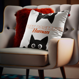 Almofada Customizable Stay Positive Human Cat