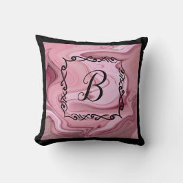 Almofada Customize Monogram Throw Pillow Pink Mauve Swirls
