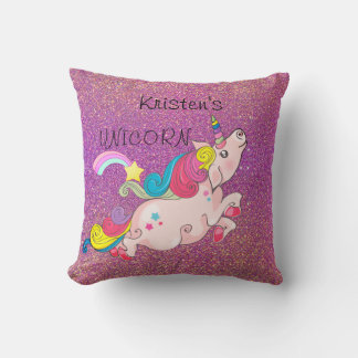 Almofada CustomText/ Unicorn Kawaii Rainbow Ombre Glitter