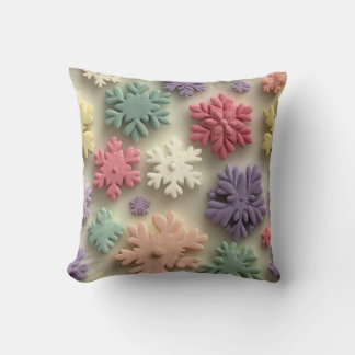 Almofada Cute 3D Pastel Snowflake Floral Throw Pillow