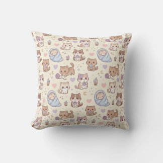 Almofada Cute Aesthetic Kitten Pattern Throw Pillow - Cozy 
