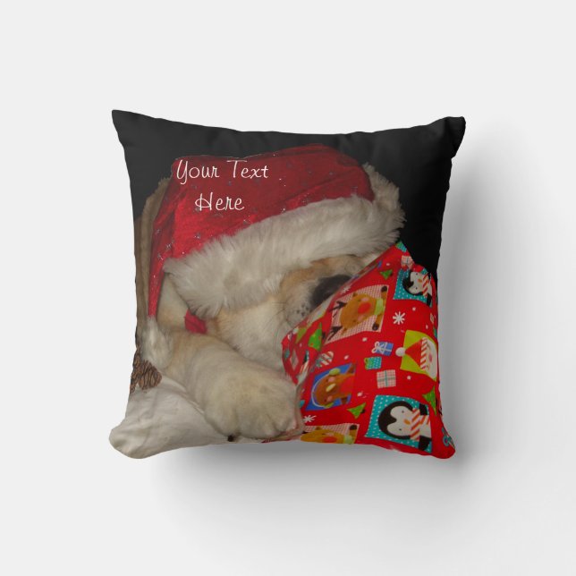 Almofada Cute akita cão vestindo chapéu de Papai Noel para  (Frente)