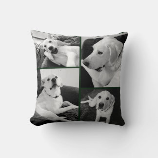 Almofada Cute and Funny Black and White Dog Photos Green