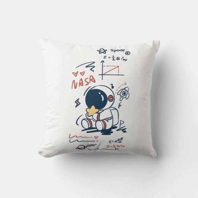 Almofada Cute Astronaut Space Cartoon Throw Pillow (Frente)