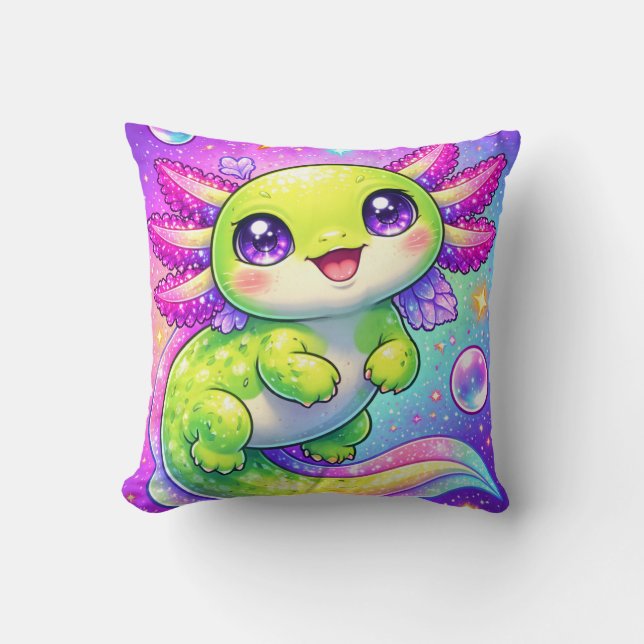 Almofada Cute Axolotl Pastel Fantasy Kawaii Creature Art (Frente)