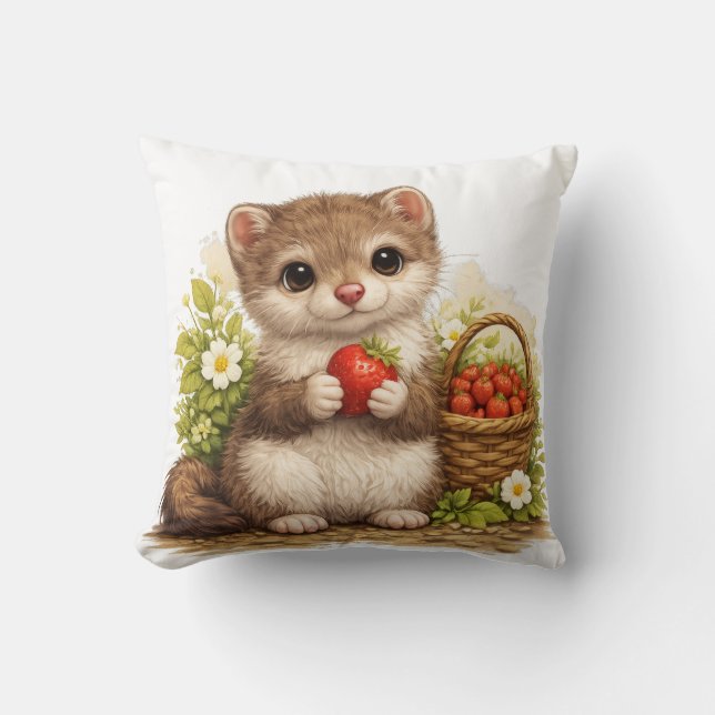 Almofada Cute Baby Animal Strawberry Pillow Kawaii (Frente)