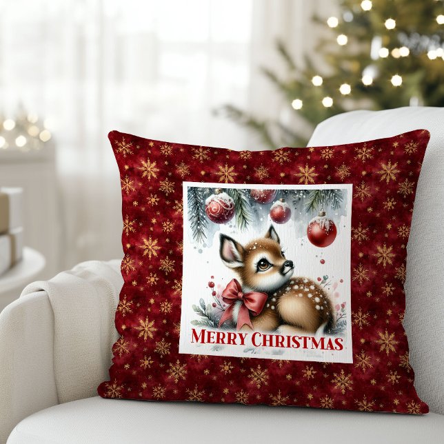 Almofada Cute Baby Deer Snowy Forest Kids Gift Christmas  (Cute Baby Deer Snowy Forest Kids Gift Christmas Pillow

)