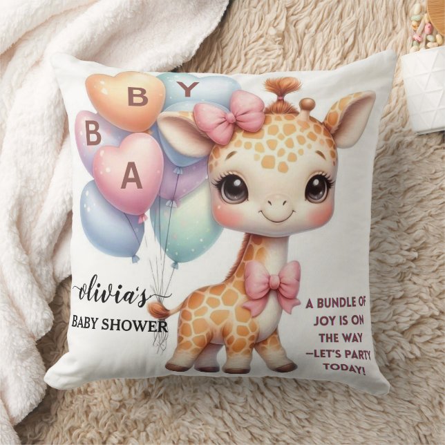 Almofada Cute Baby Giraffe with Balloons Baby Shower (Cobertor)