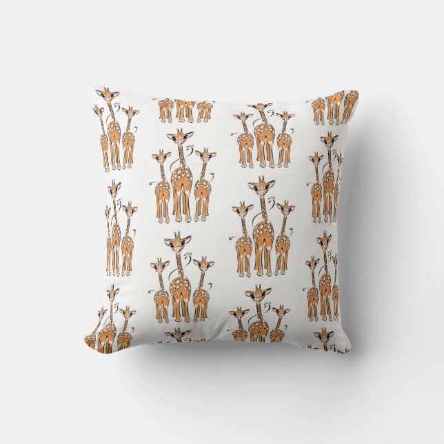 Almofada Cute Baby Giraffes, safari animals (Frente)