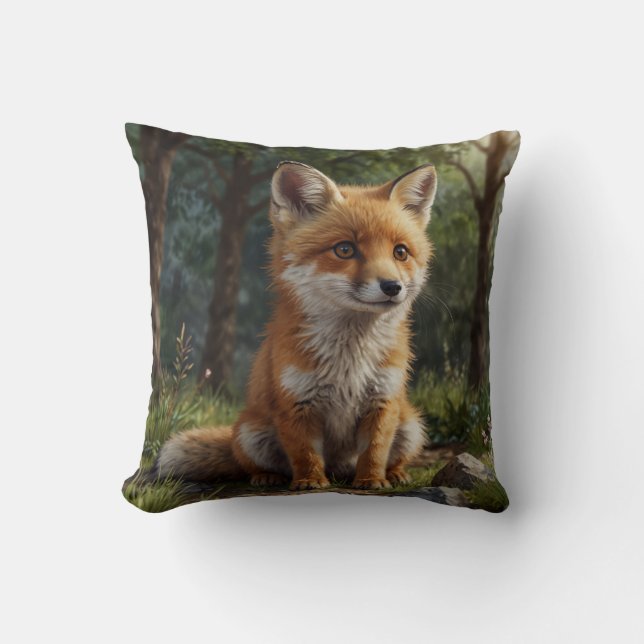 Almofada Cute baby red fox cottage garden  (Frente)