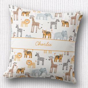 Almofada Cute Baby Safari Animal Watercolor Patterno