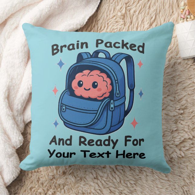 Almofada Cute Back-to-School Customizable “Brain Ready" (Cobertor)