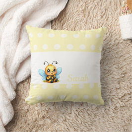 Almofada Cute Bee with Yellow Poka Dots-Customizable
