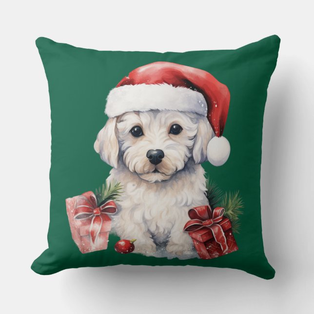 Almofada Cute Bichon Frise at Christmas (Frente)