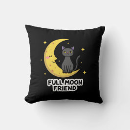 Almofada Cute Black Cat on Moon - Full Moon Friend
