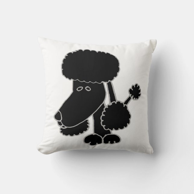 Almofada Cute Black Poodle Face Puppy Dog Design (Frente)