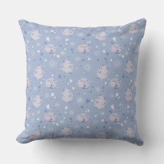 Almofada Cute Blue Sheep Kawaii Pattern Throw Pillow