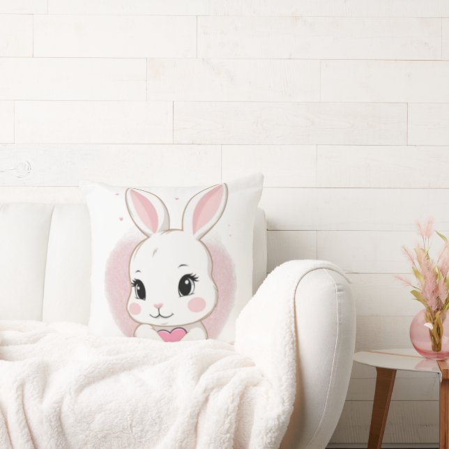 Almofada Cute Bunny Holding Heart | Romantic Design (Sofá)
