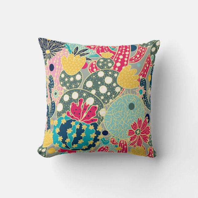 Almofada Cute cactus. Colorful seamless pattern.  (Frente)