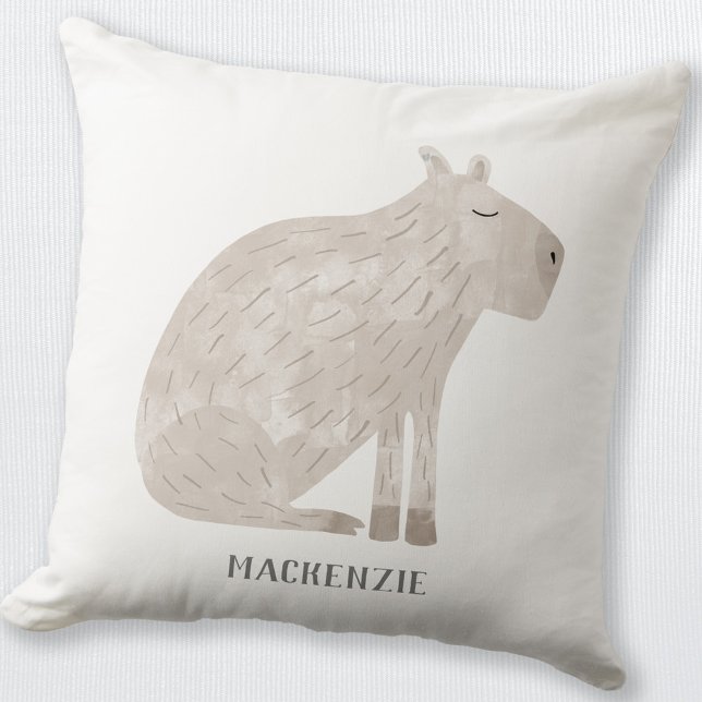 Almofada Cute Capybara Personalizada (Personalized name capybara throw pillow for animal lovers)