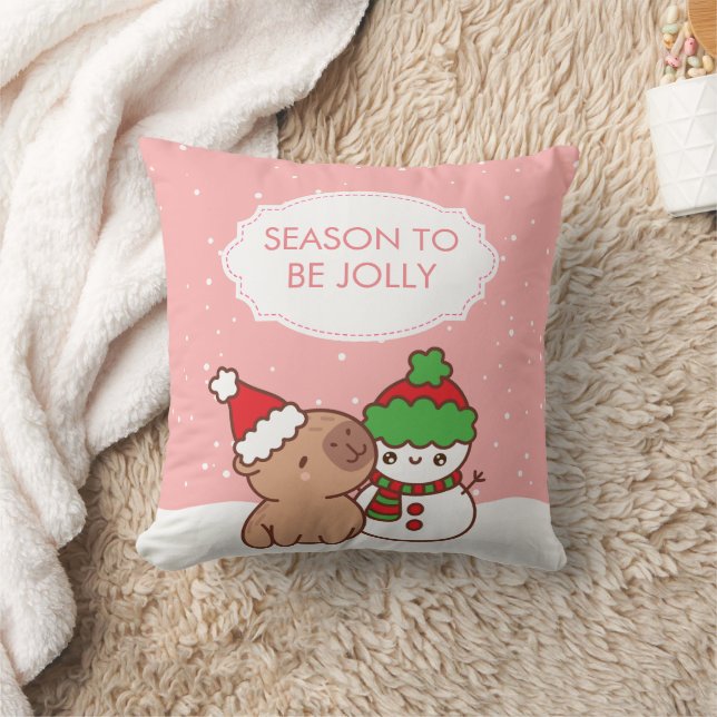 Almofada Cute Capybara & Snowman (Cobertor)
