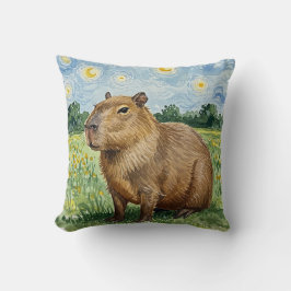 Almofada Cute Capybara Starry Night Vincent van Gogh Traves