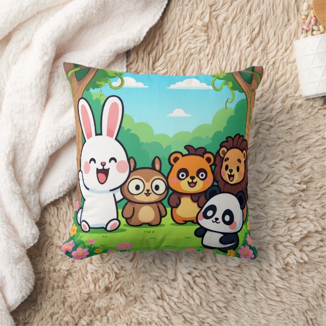 Almofada Cute Cartoon Forest Animals Friends  (Cobertor)