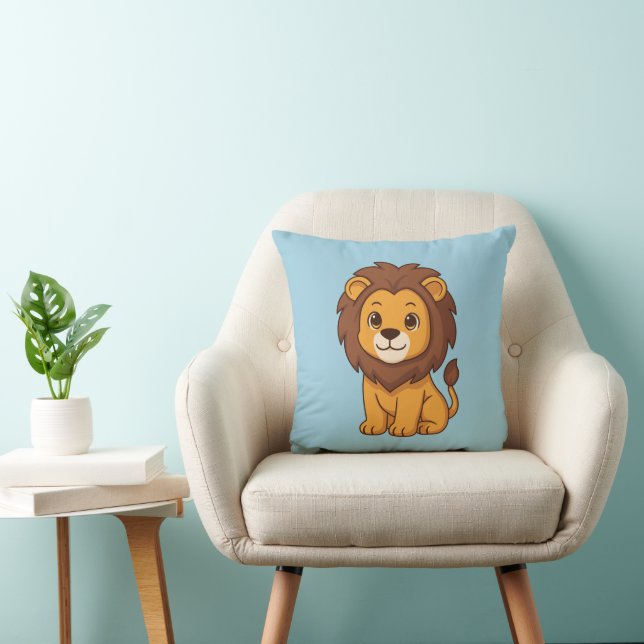 Almofada Cute Cartoon Lion on Blue (Cadeira)