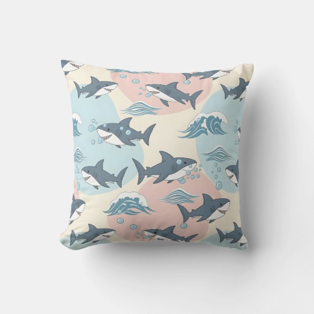 Almofada Cute Cartoon Soft Nautical Shark Pattern (Frente)