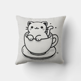 Almofada Cute Cat in Teacup Throw Pillow