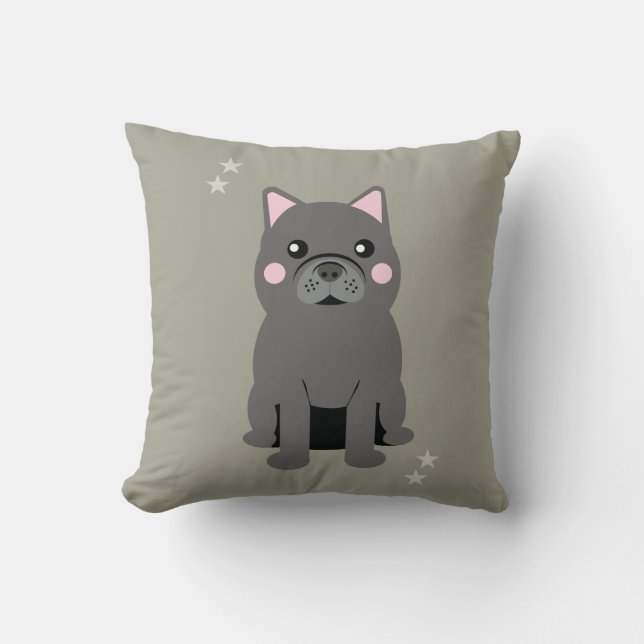Almofada Cute Cheeks Gray French Bulldog (Frente)