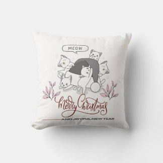 Almofada Cute Christmas Cats “Meow” Holiday Design