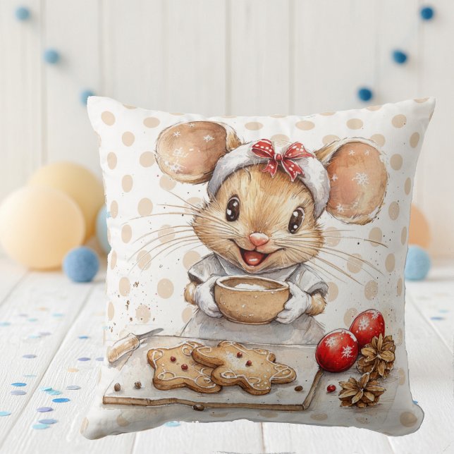 Almofada Cute Christmas Chef Mouse (Criador carregado)