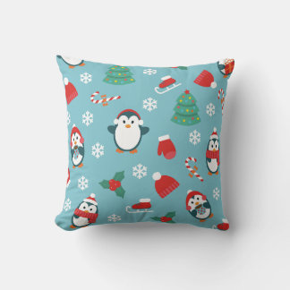 Almofada Cute Christmas Penguins Pattern
