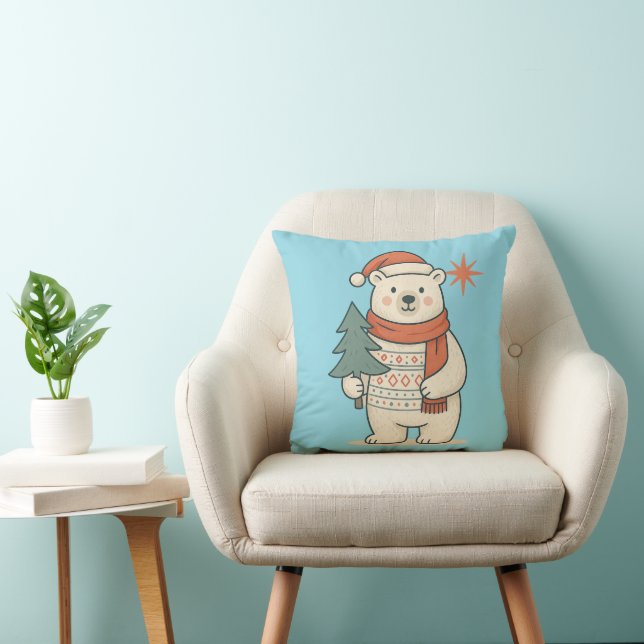 Almofada Cute Christmas Polar Bear Scandinavian Winter  (Cadeira)